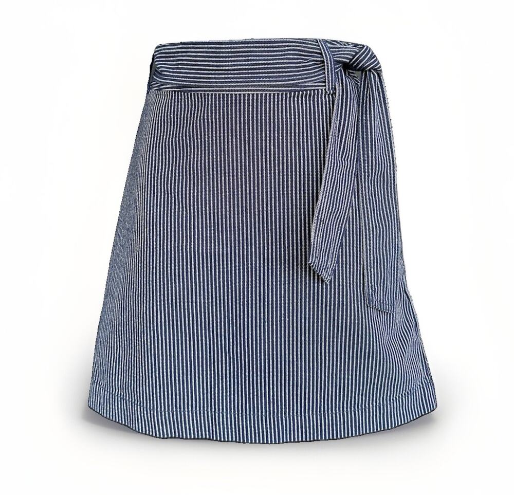 NEW LOFT Ann Taylor Striped Skirt Size 8 Navy Blue White Tie Waist Mini A-Line